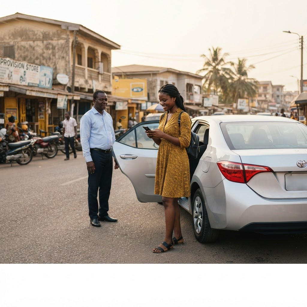 Passenger verifying a driver and vehicle before beginning a journey.